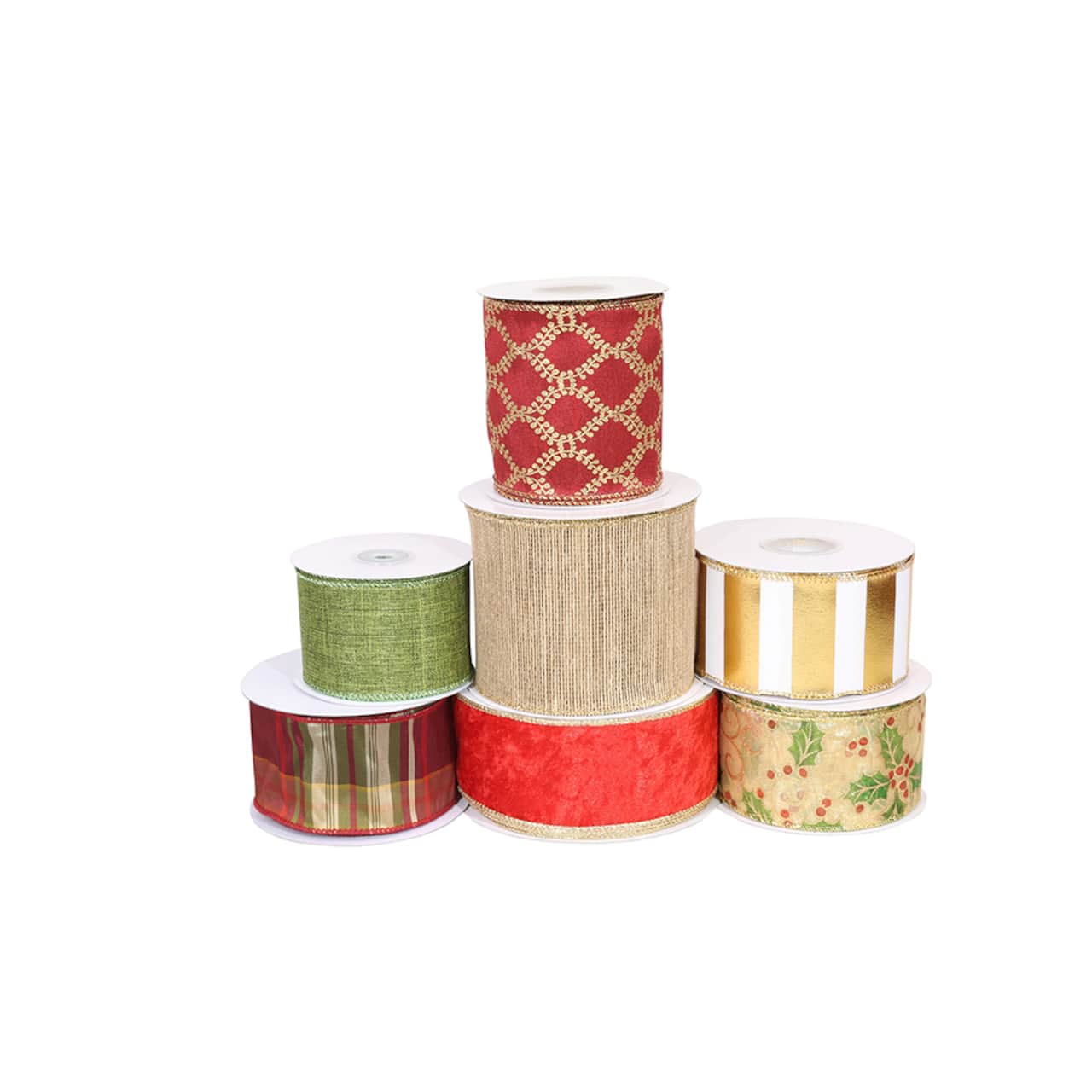 JAM Paper Wired Red, Green & Gold Christmas Ribbon Value Pack